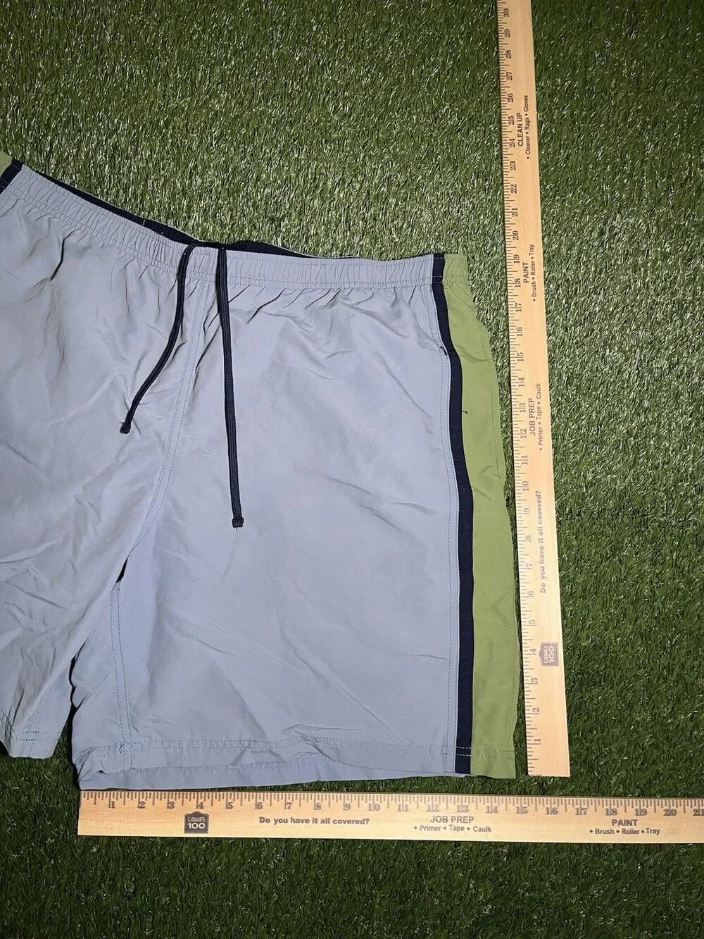 L.L. Bean Swim Trunks Colorblock Light Blue Green Men's XXL Drawstring Lined